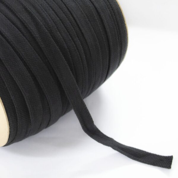 Cinta Jareta Plana de Algodón Negro 16 mm