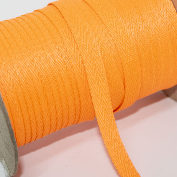 Cinta Palmita de Poliéster Naranja Neón 10 mm. Rollo de 100 mts