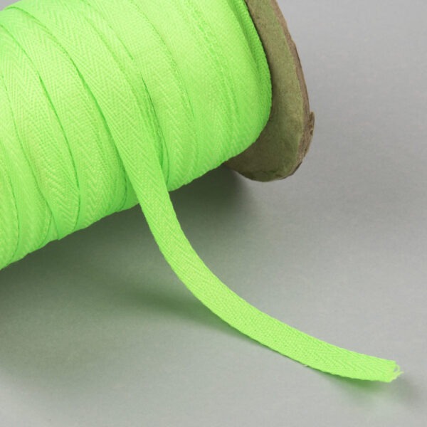 Cinta Palmita de Poliéster Verde Neón 10 mm. Rollo de 100 mts